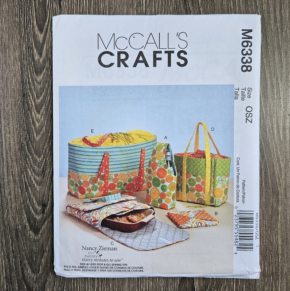 NEW McCall's M6338 Carriers, Hot Pad and Picnic Totes Pattern